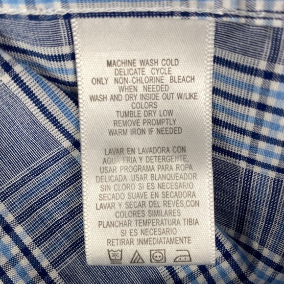 Dockers Blue Striped Plaid Button Down Dress Shirt - Picture 8 of 8